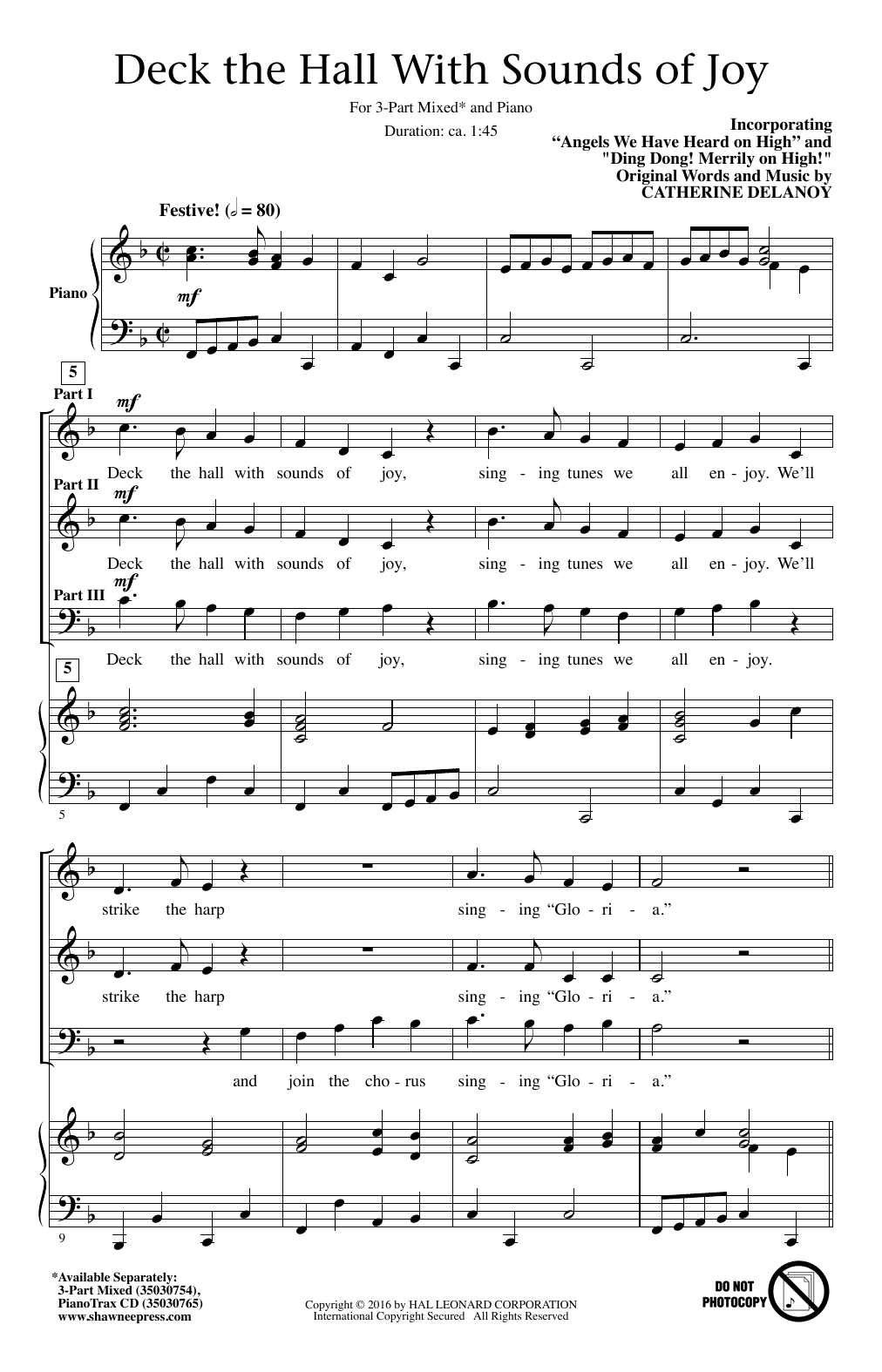 Download Catherine Delanoy Deck The Hall With Sounds Of Joy Sheet Music
