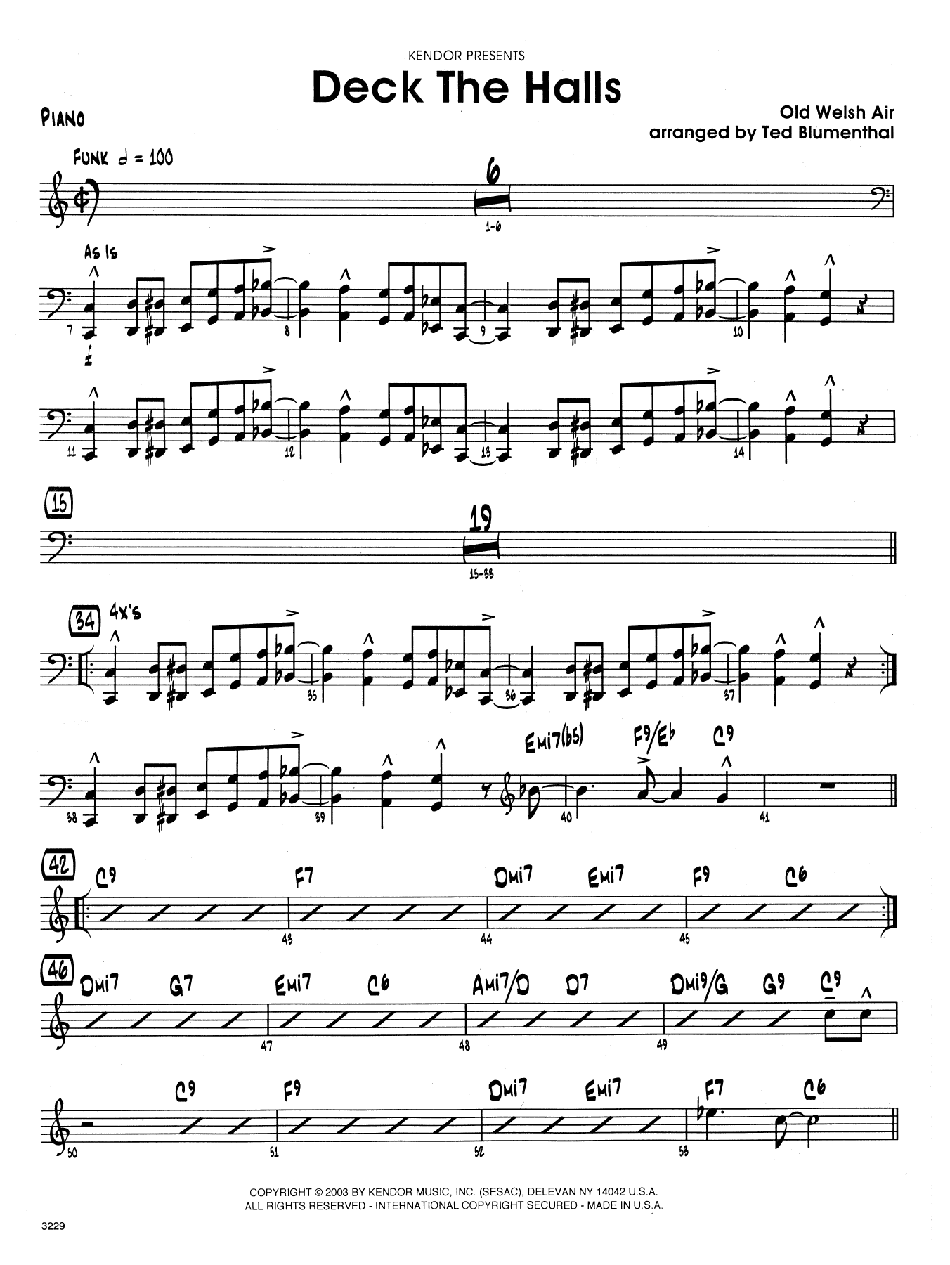 Download Ted Blumenthal Deck the Halls - Piano Sheet Music