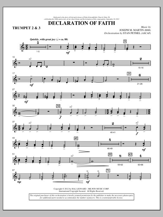 Download Joseph M. Martin Declaration Of Faith - Bb Trumpet 2,3 Sheet Music