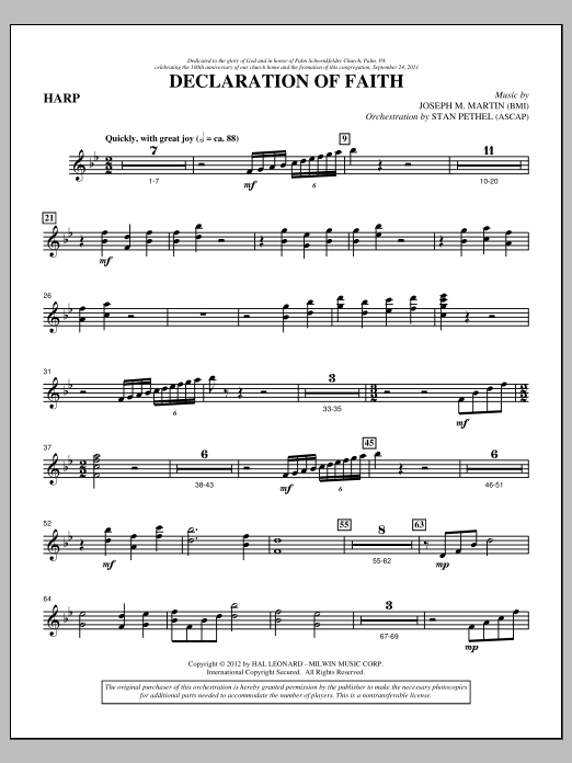 Download Joseph M. Martin Declaration Of Faith - Harp Sheet Music