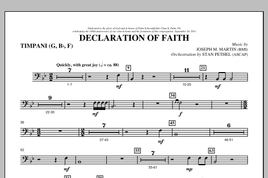Download Joseph M. Martin Declaration Of Faith - Timpani Sheet Music