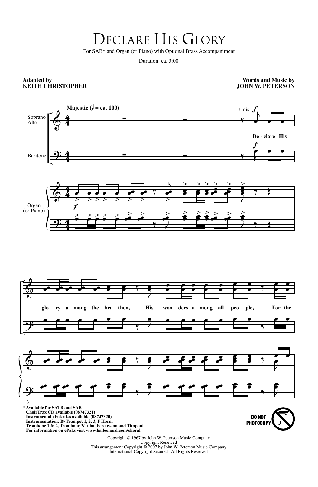 Download Keith Christopher Declare His Glory Sheet Music