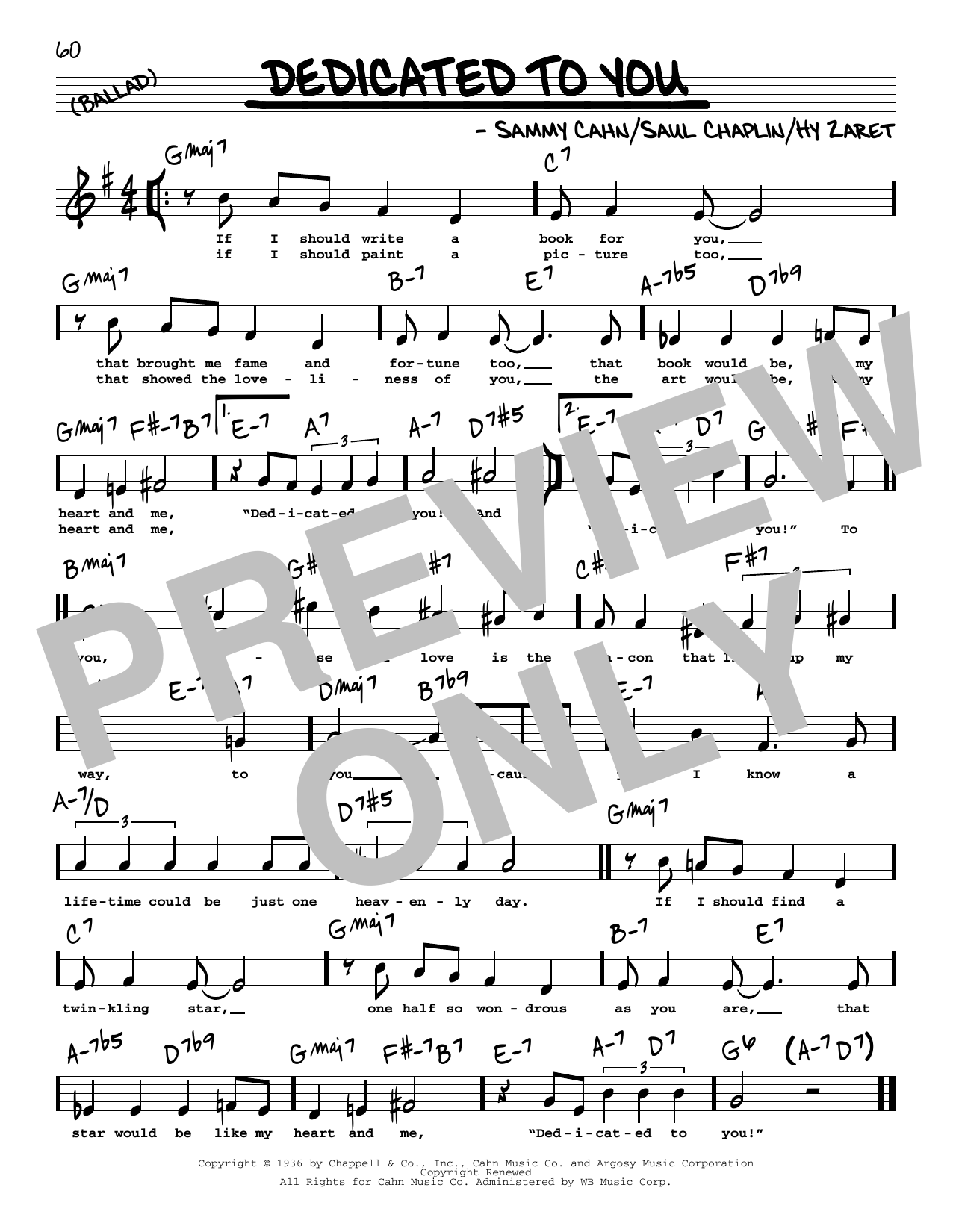 Download Sammy Cahn Dedicated To You (High Voice) Sheet Music