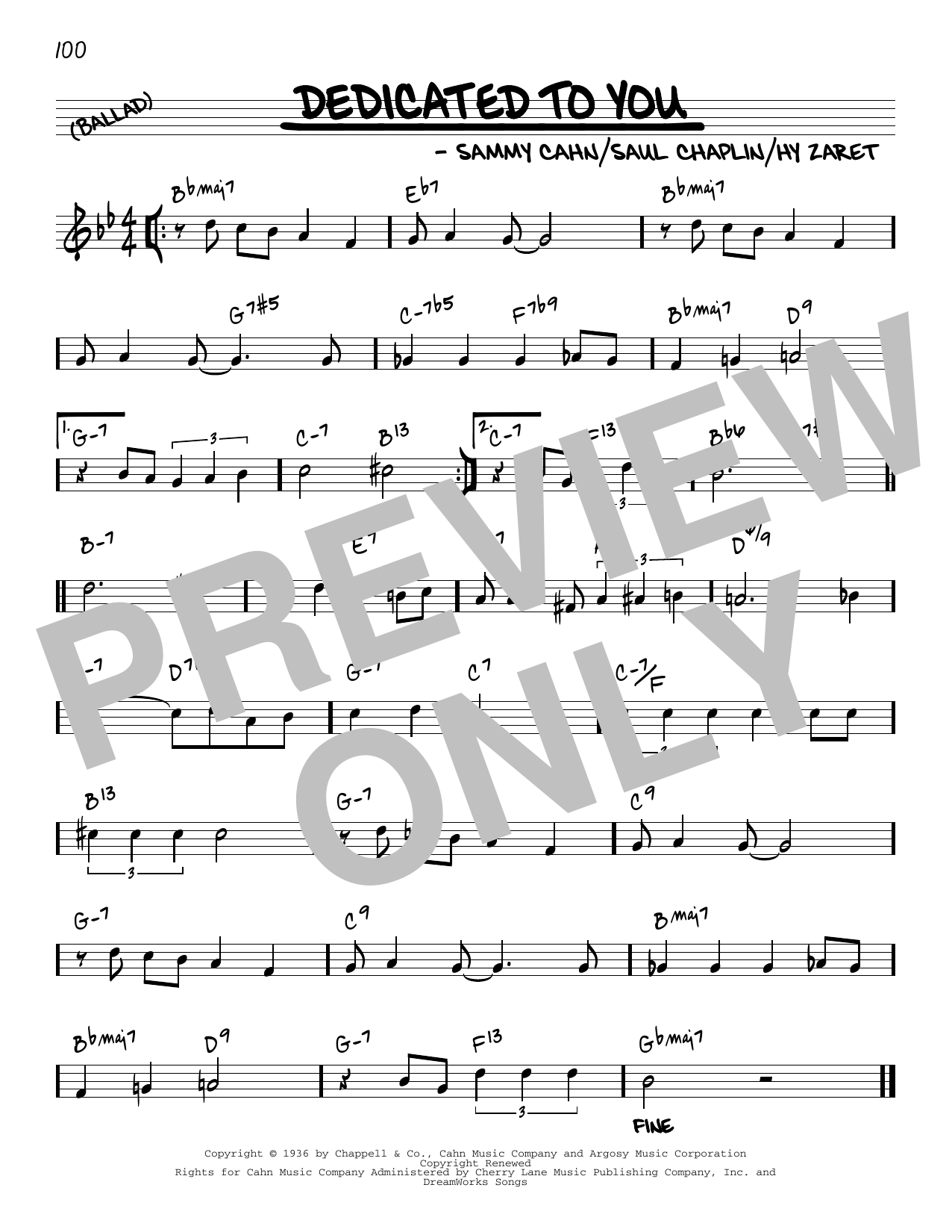 Download Sammy Cahn Dedicated To You [Reharmonized version] Sheet Music