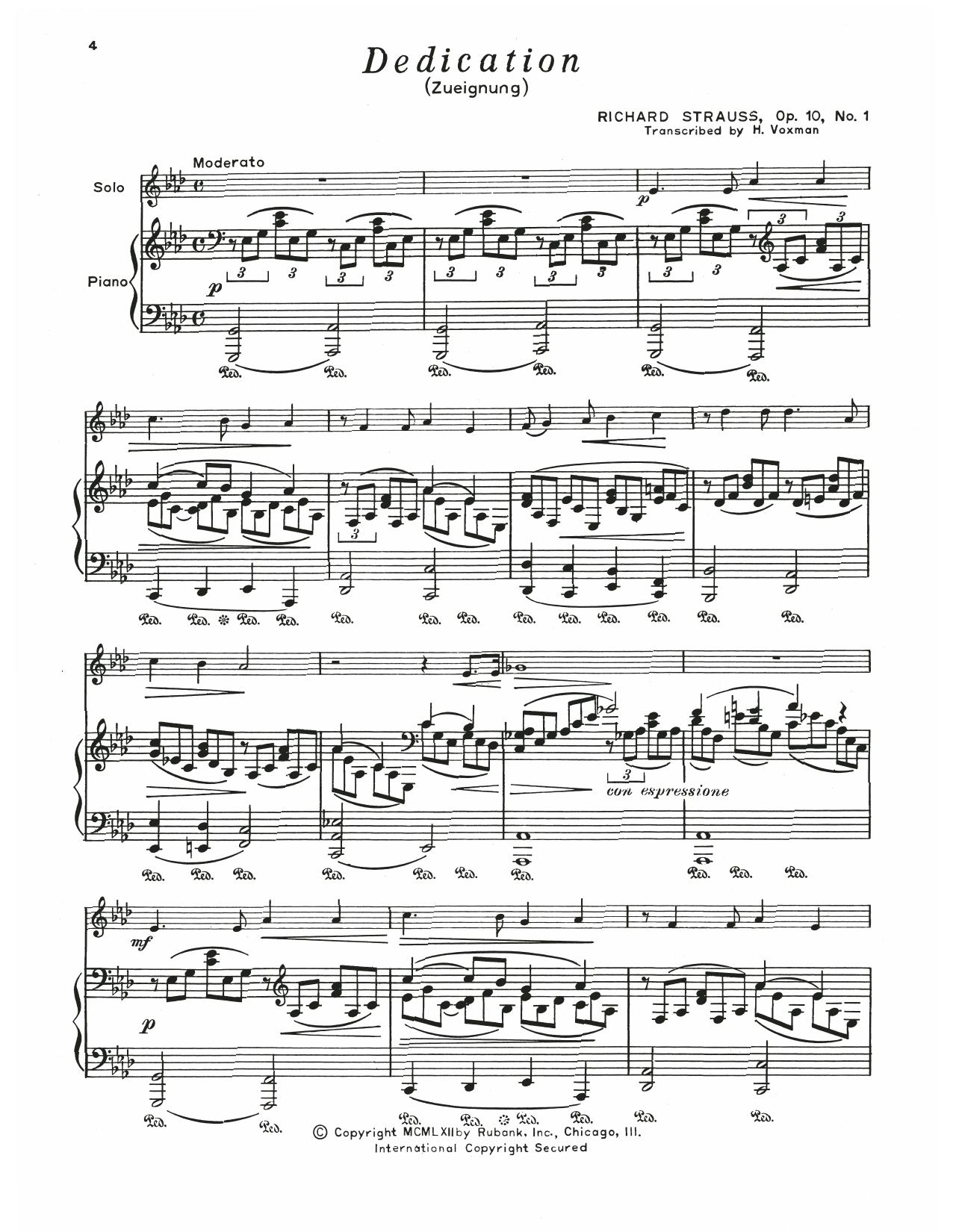 Download Richard Strauss Dedication Sheet Music