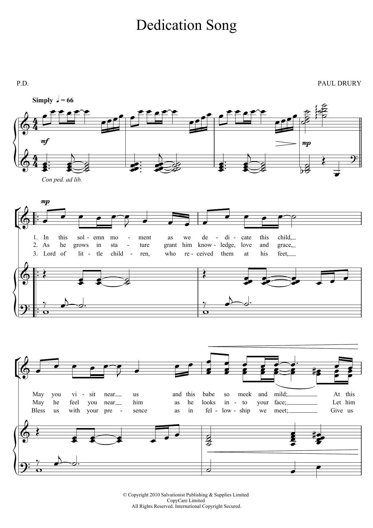 Download The Salvation Army Dedication Song Sheet Music