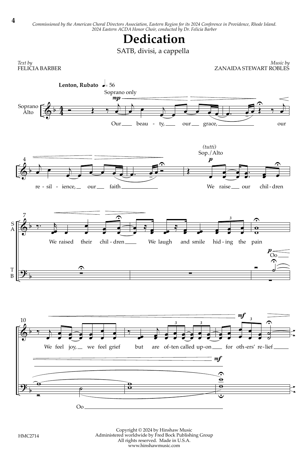 Zanaida Stewart Robles Dedication sheet music notes printable PDF score
