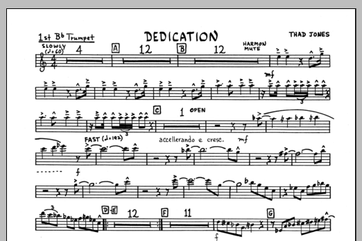 Download Thad Jones Dedication - 1st Bb Trumpet Sheet Music
