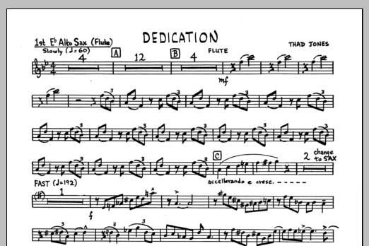 Download Thad Jones Dedication - 1st Eb Alto Saxophone Sheet Music