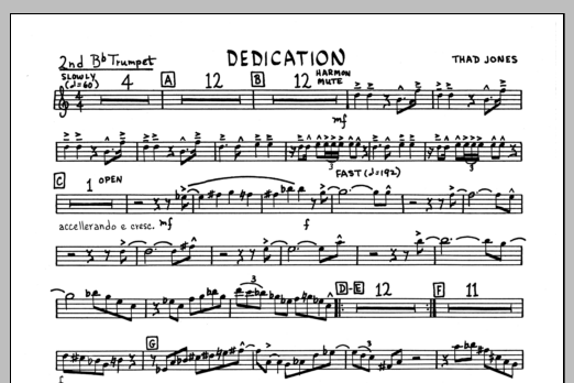 Download Thad Jones Dedication - 2nd Bb Trumpet Sheet Music