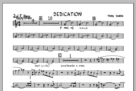 Download Thad Jones Dedication - 2nd F Horn Sheet Music
