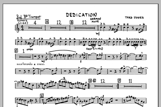 Download Thad Jones Dedication - 3rd Bb Trumpet Sheet Music