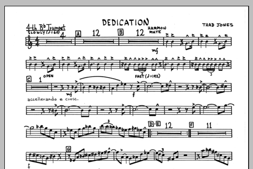 Download Thad Jones Dedication - 4th Bb Trumpet Sheet Music