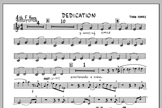 Download Thad Jones Dedication - 4th F Horn Sheet Music