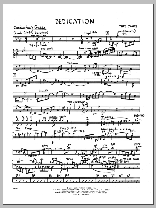 Download Thad Jones Dedication - Conductor Sheet Music
