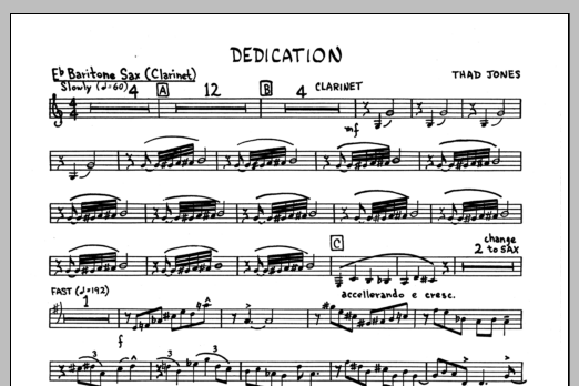 Download Thad Jones Dedication - Eb Baritone Sax Sheet Music