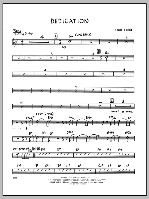 Download Thad Jones Dedication - Piano Sheet Music