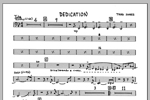 Download Thad Jones Dedication - Tuba Sheet Music