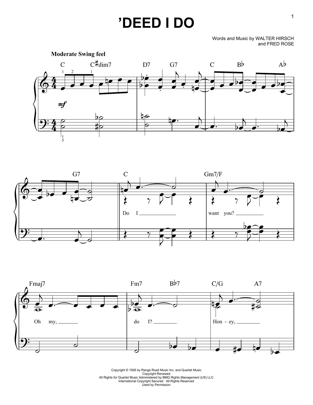 Download Fred Rose 'Deed I Do Sheet Music