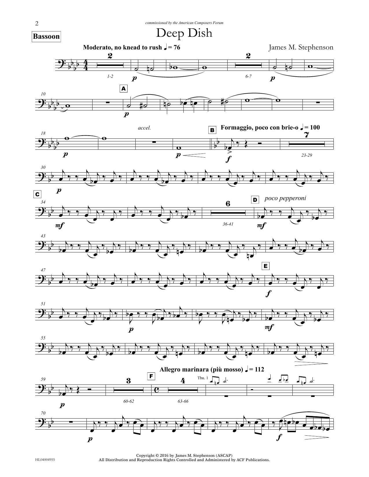 Download James (Jim) M. Stephenson Deep Dish - Bassoon Sheet Music