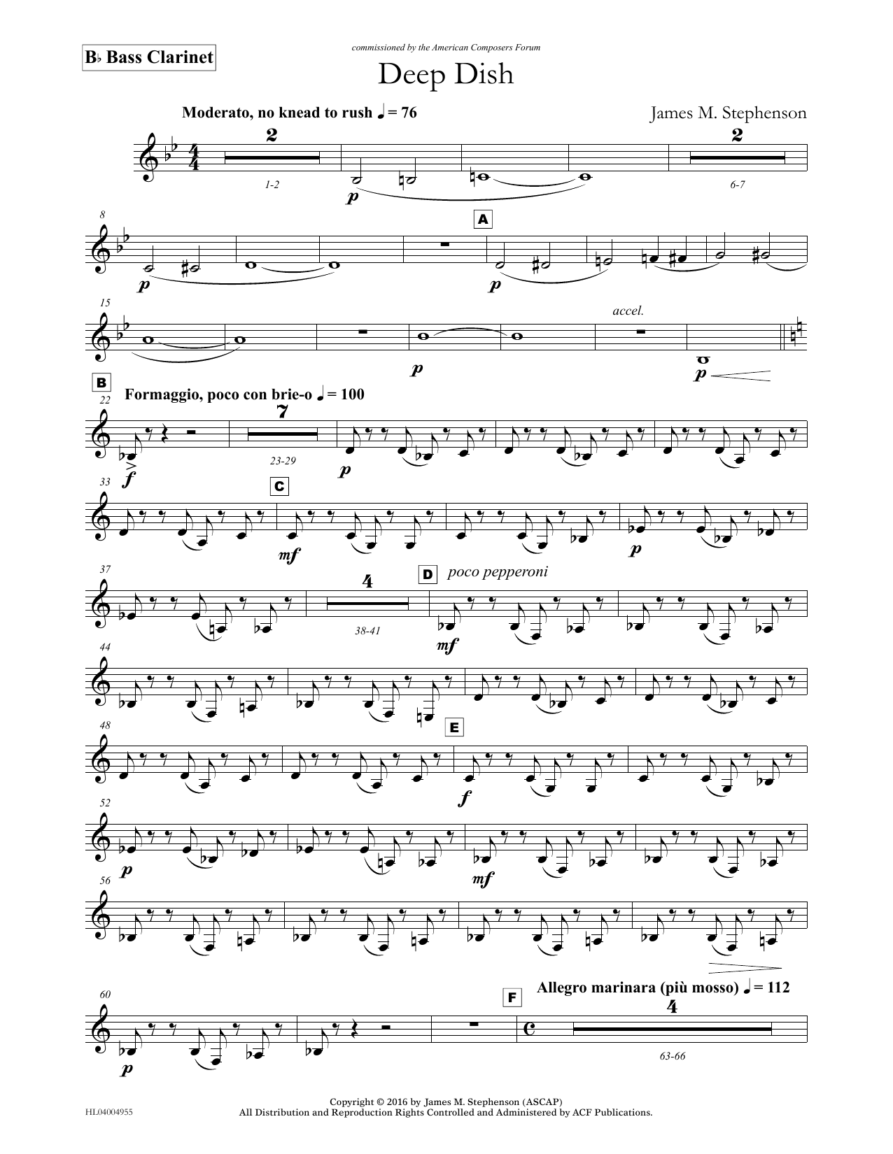 Download James (Jim) M. Stephenson Deep Dish - Bb Bass Clarinet Sheet Music