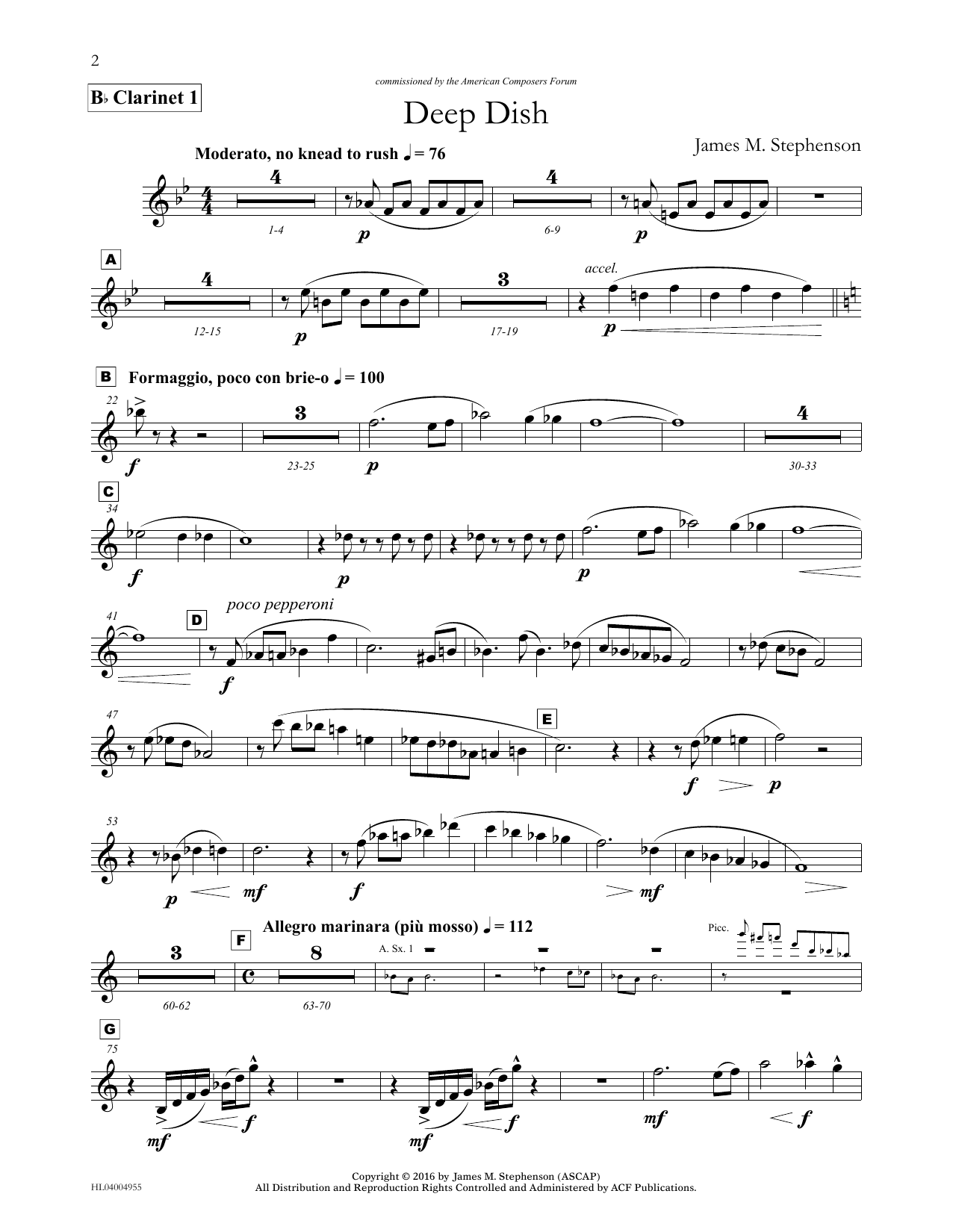 Download James (Jim) M. Stephenson Deep Dish - Bb Clarinet 1 Sheet Music
