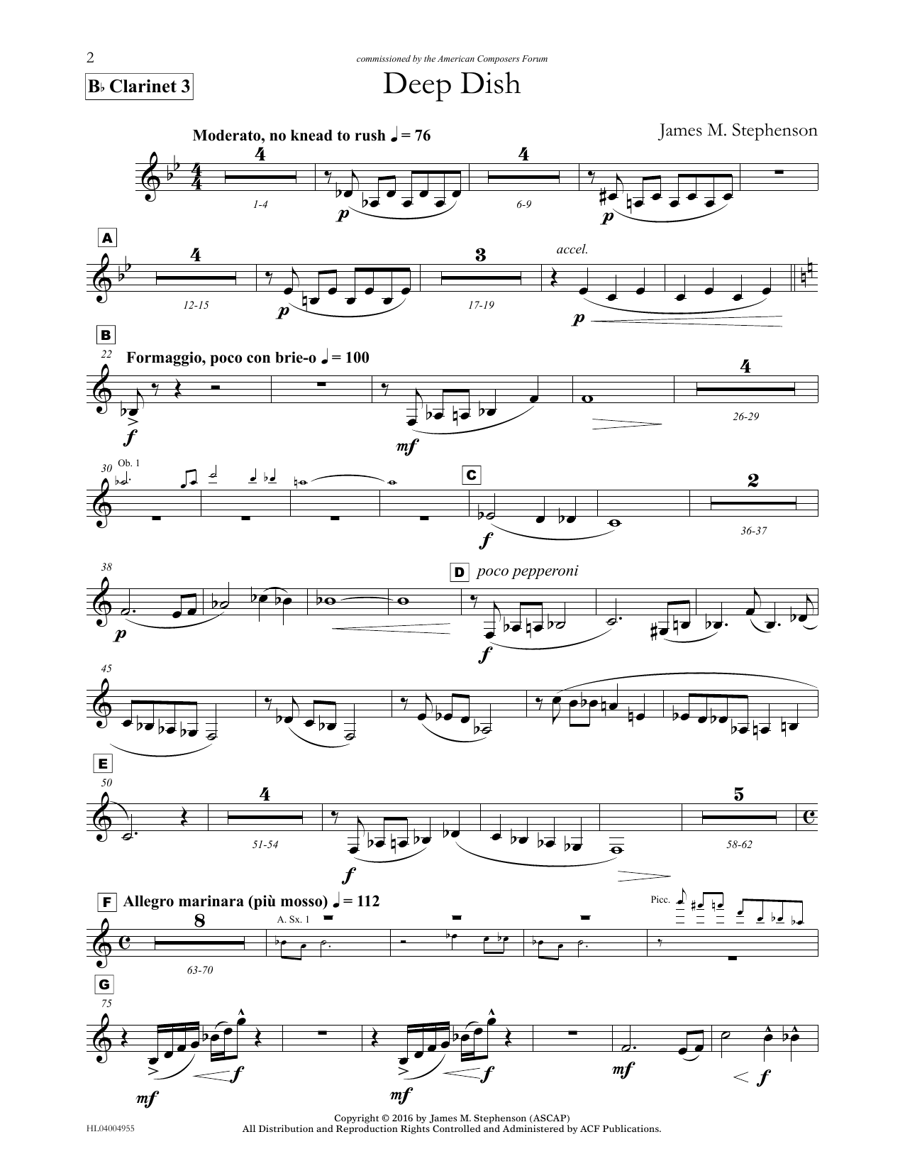 Download James (Jim) M. Stephenson Deep Dish - Clarinet 3 Sheet Music