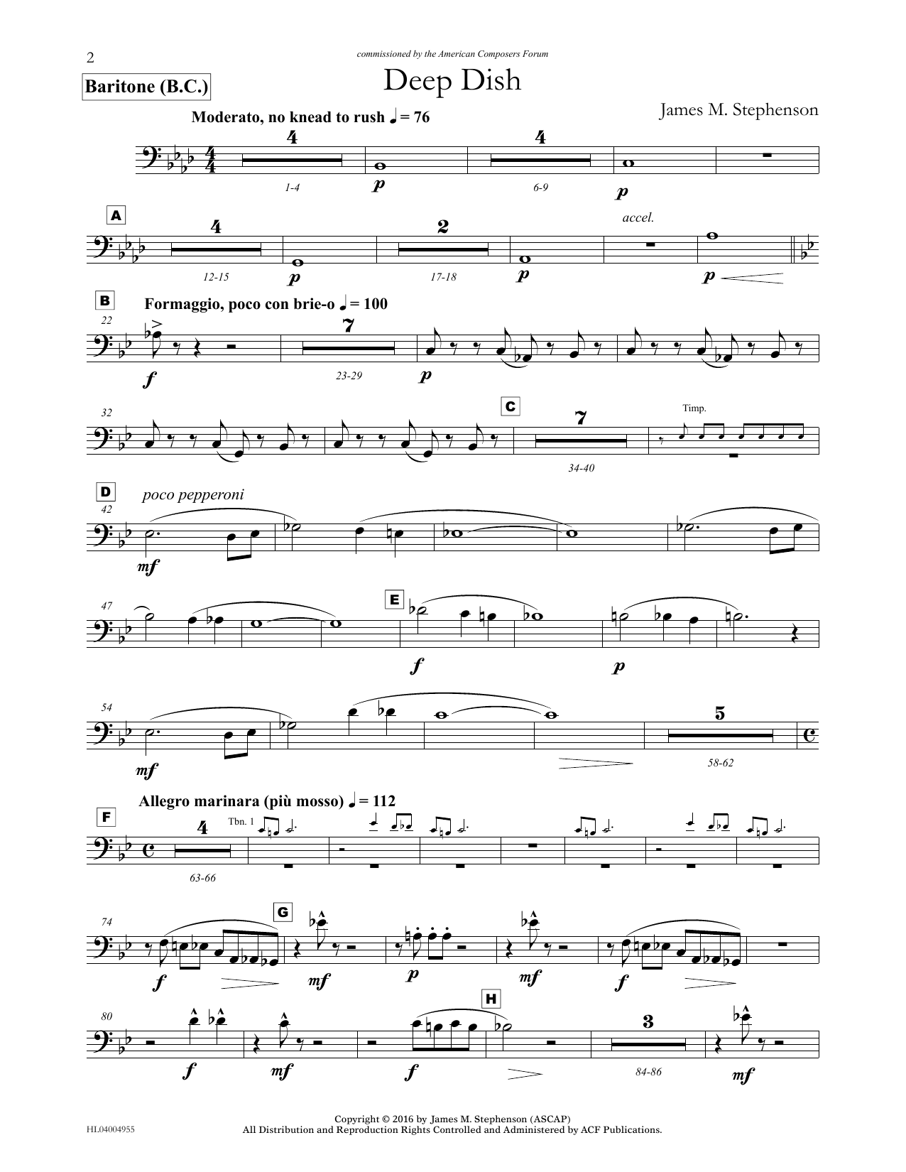 Download James (Jim) M. Stephenson Deep Dish - Euphonium/Baritone BC Sheet Music