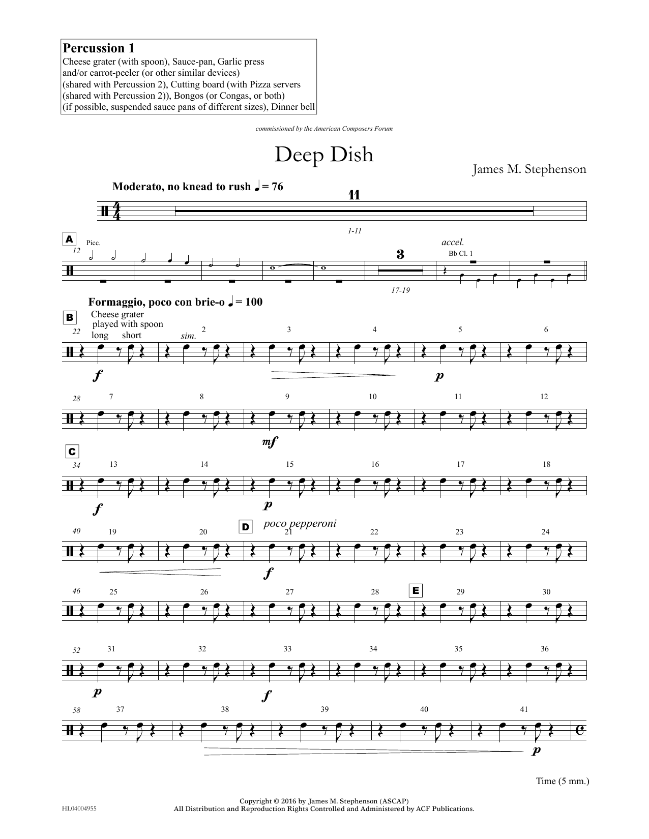 Download James (Jim) M. Stephenson Deep Dish - Percussion I Sheet Music