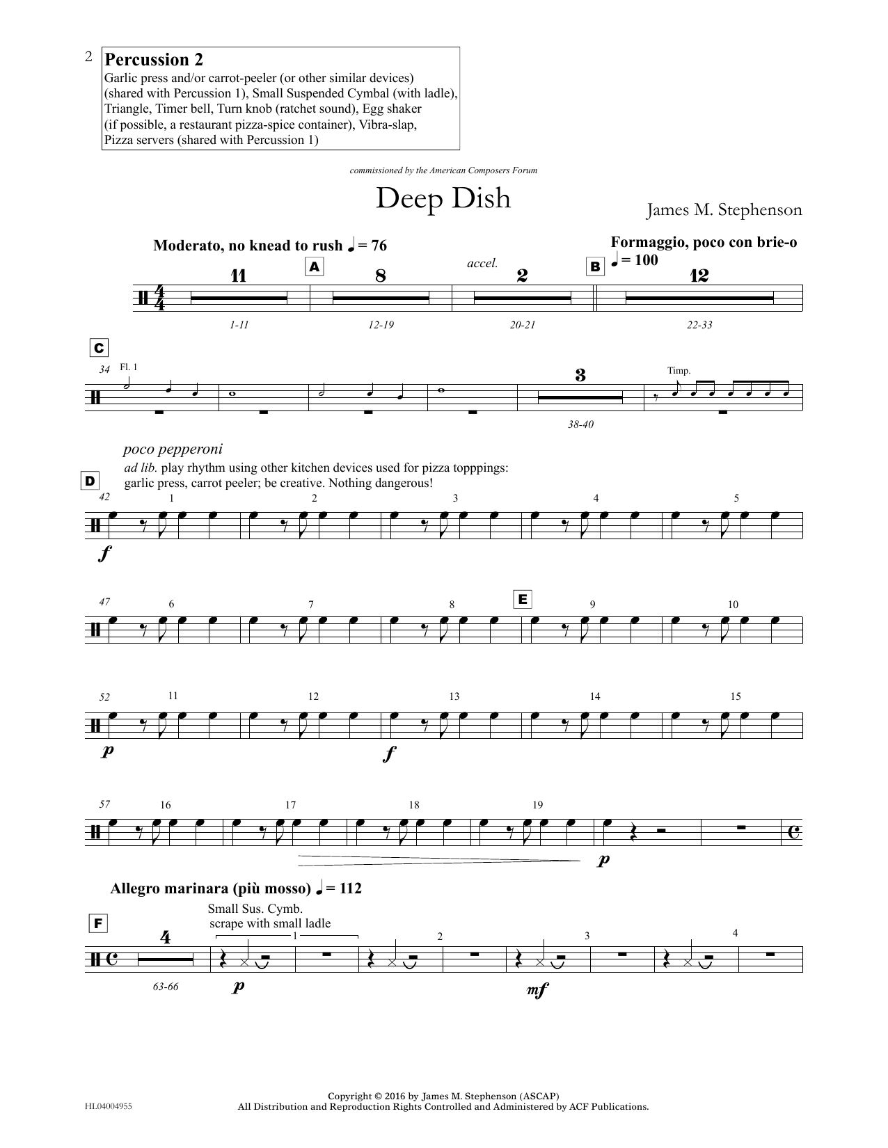 Download James (Jim) M. Stephenson Deep Dish - Percussion II Sheet Music