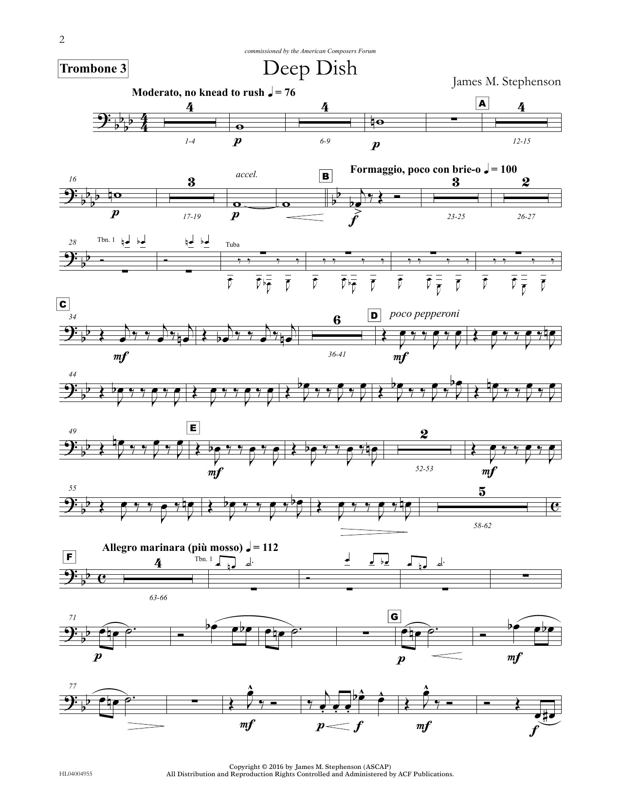 Download James (Jim) M. Stephenson Deep Dish - Trombone 3 Sheet Music