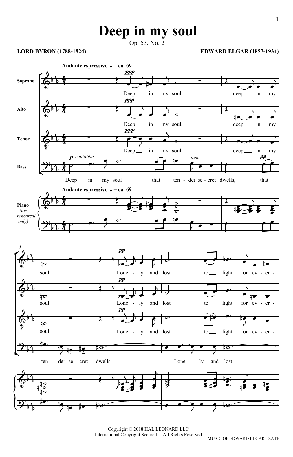 Download Edward Elgar Deep In My Soul (arr. Philip Lawson) Sheet Music
