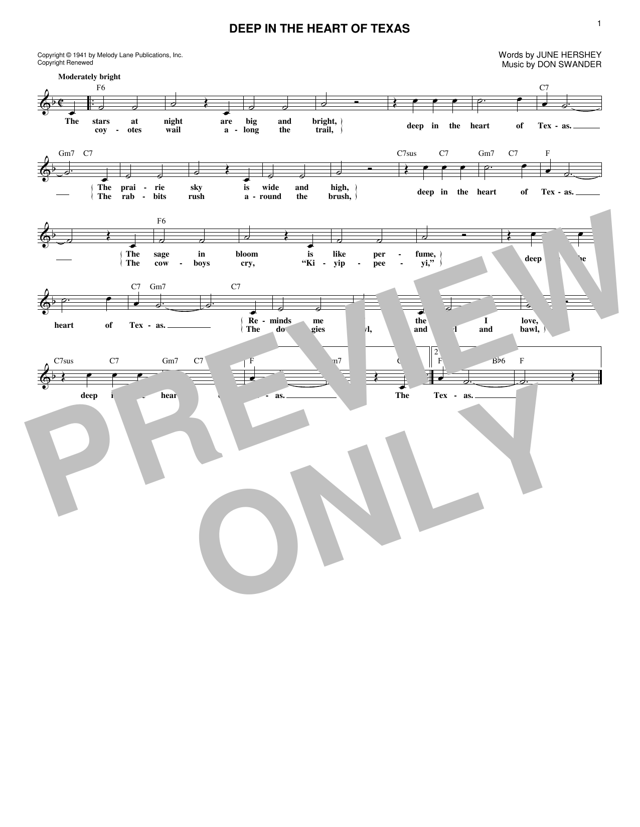 Download Don Swander Deep In The Heart Of Texas Sheet Music