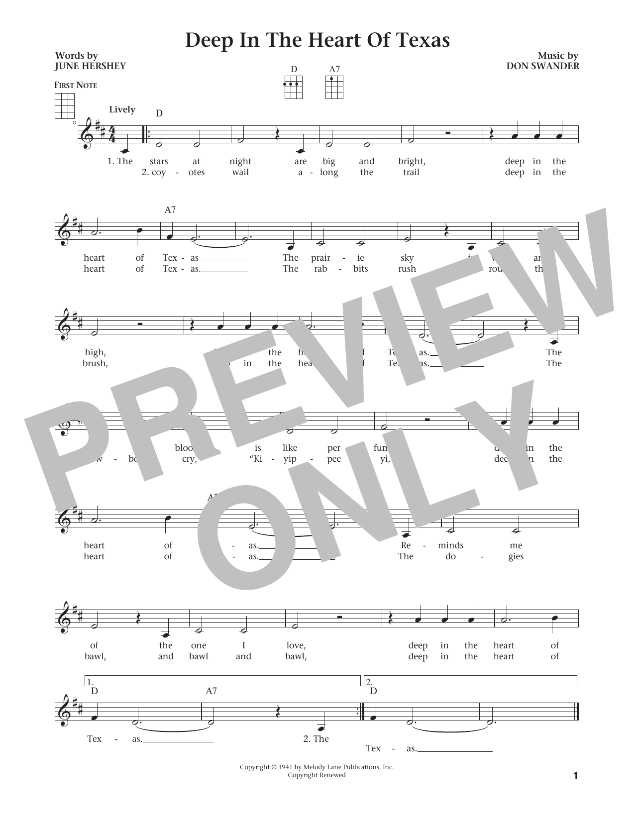 Download Bing Crosby Deep In The Heart Of Texas (from The Da Sheet Music