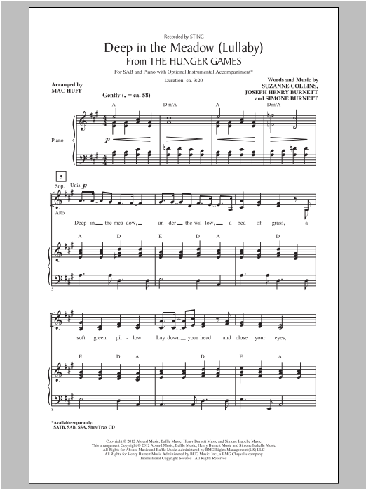 Download Sting Deep In The Meadow (arr. Mac Huff) Sheet Music
