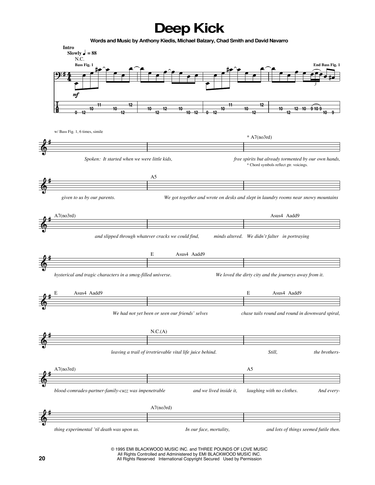 Download Red Hot Chili Peppers Deep Kick Sheet Music