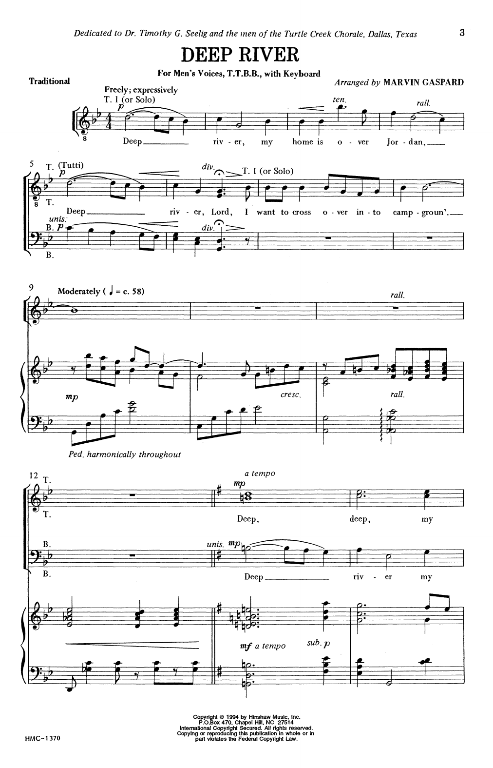 Download Traditional Deep River (arr. Marvin Gaspard) Sheet Music