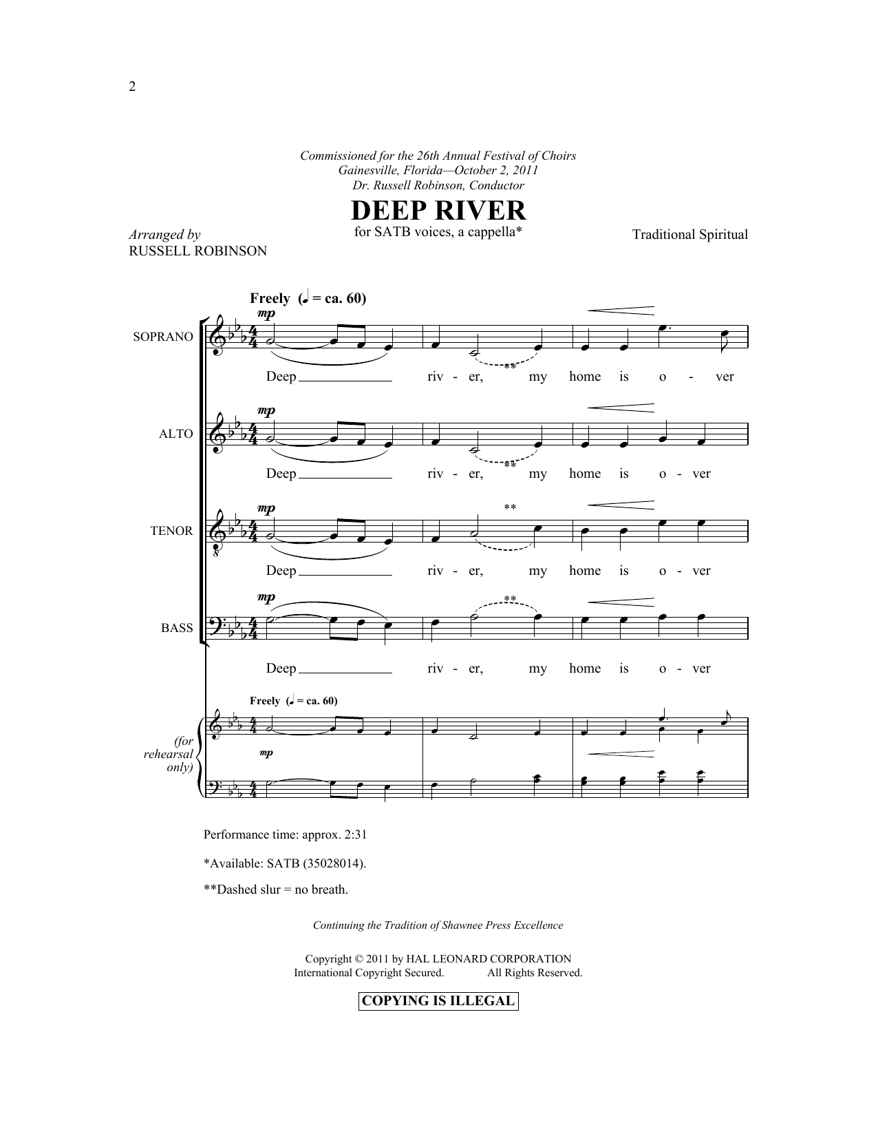 Download Russell Robinson Deep River Sheet Music