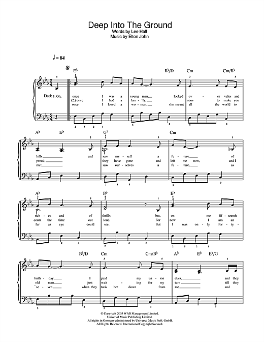Download Elton John Deep Into The Ground (from Billy Elliot Sheet Music