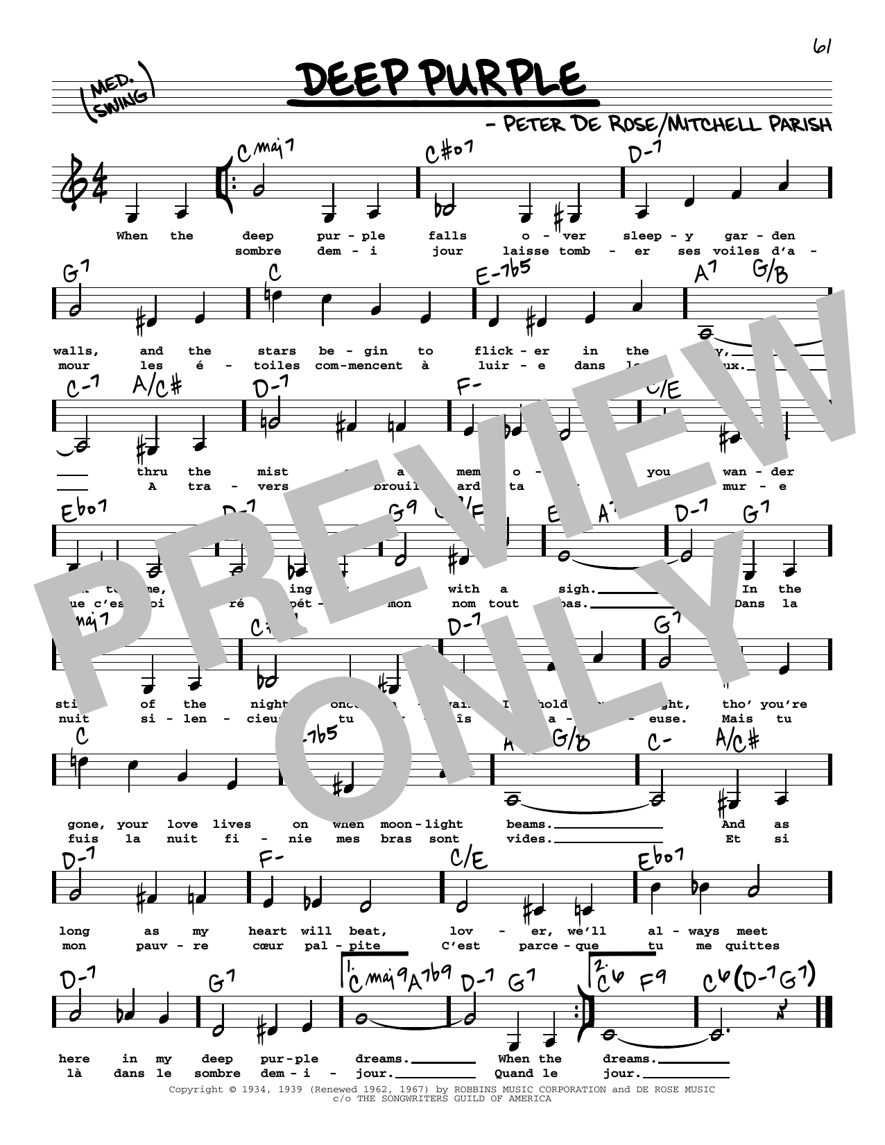 Nino Tempo & April Stevens Deep Purple (Low Voice) sheet music notes printable PDF score