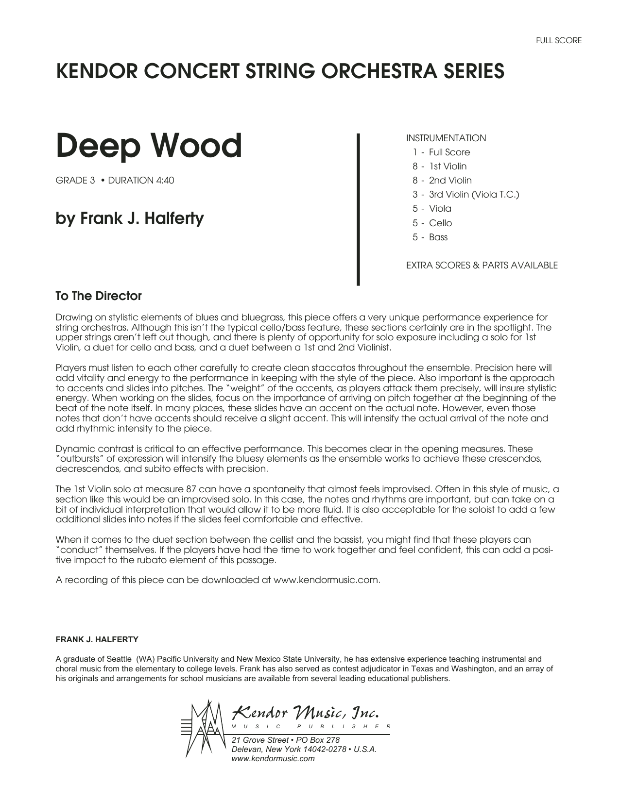 Download Frank J. Halferty Deep Wood - Full Score Sheet Music
