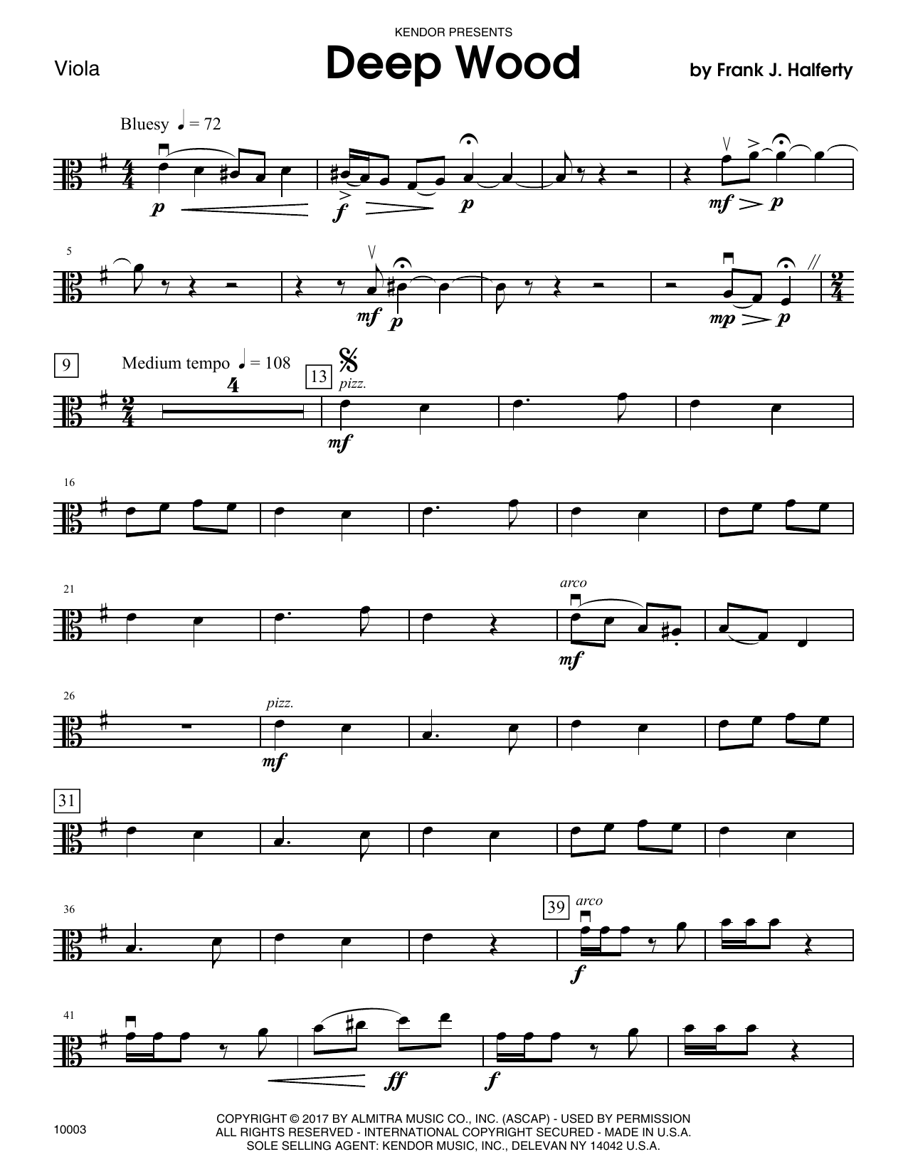 Download Frank J. Halferty Deep Wood - Viola Sheet Music