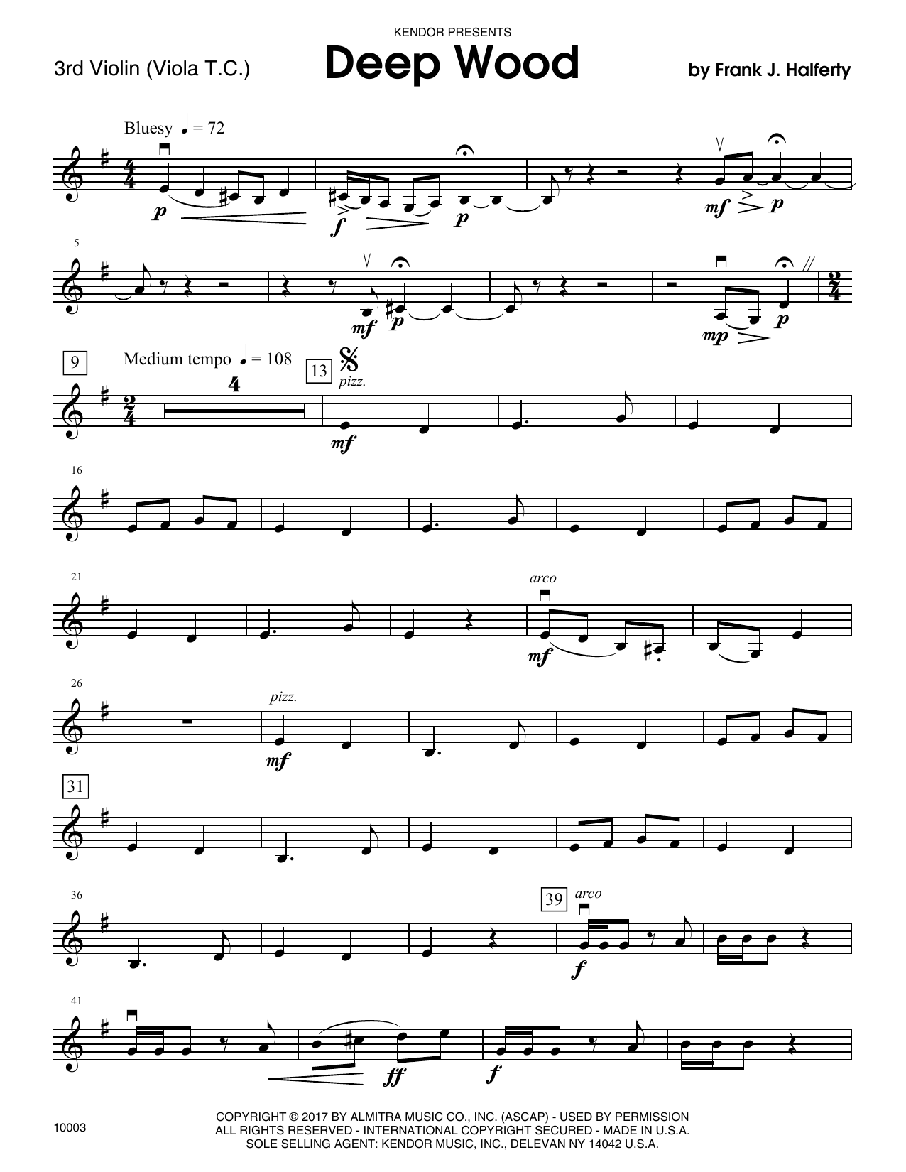 Download Frank J. Halferty Deep Wood - Violin 3 (Viola T.C.) Sheet Music