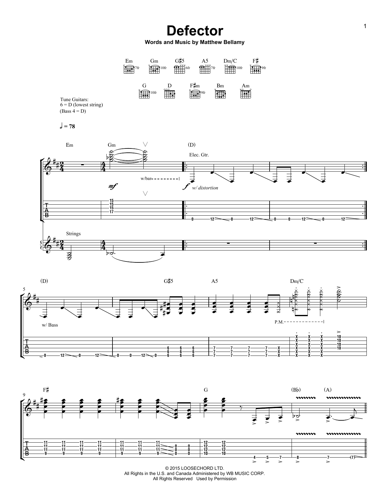 Download Muse Defector Sheet Music