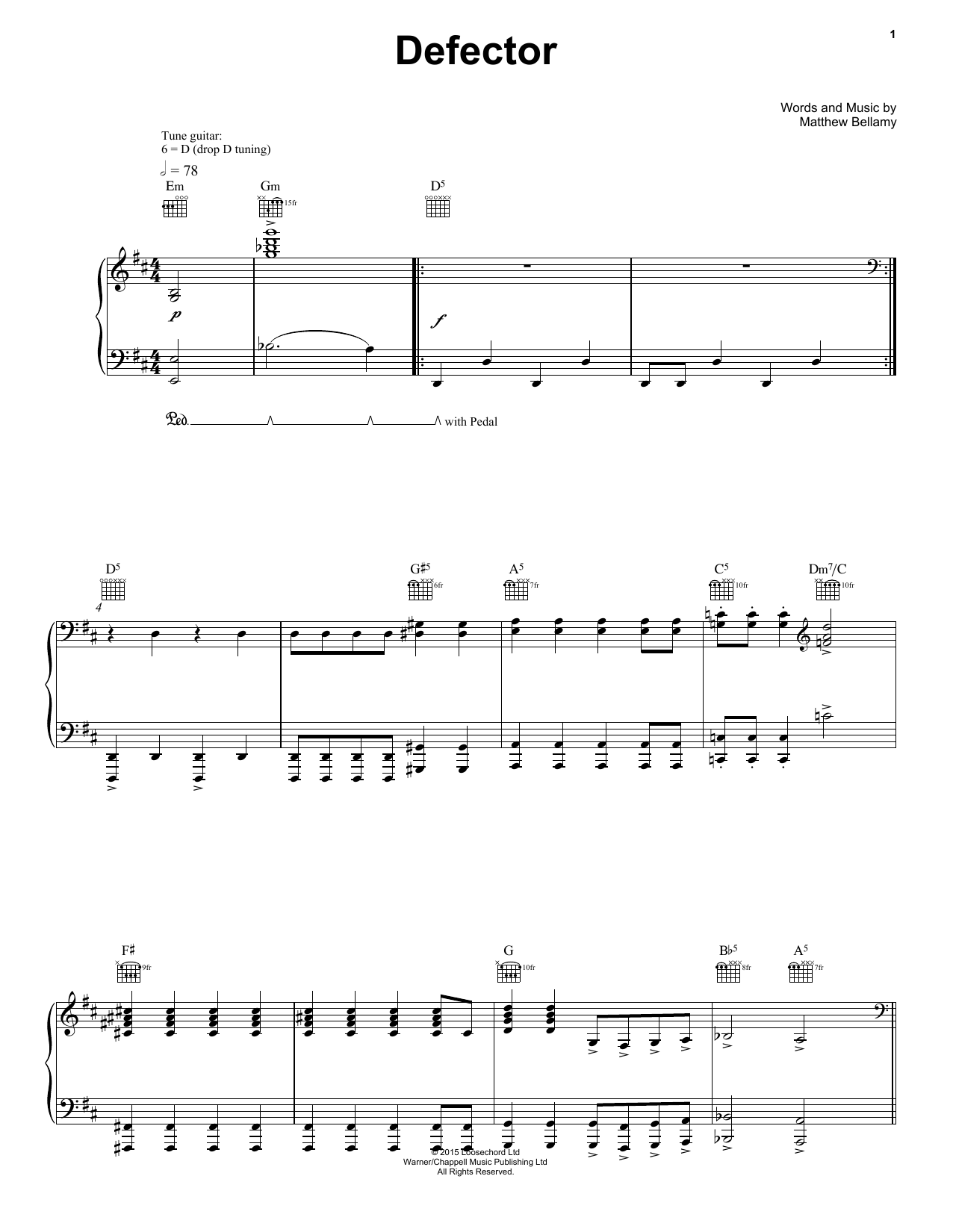 Download Muse Defector Sheet Music