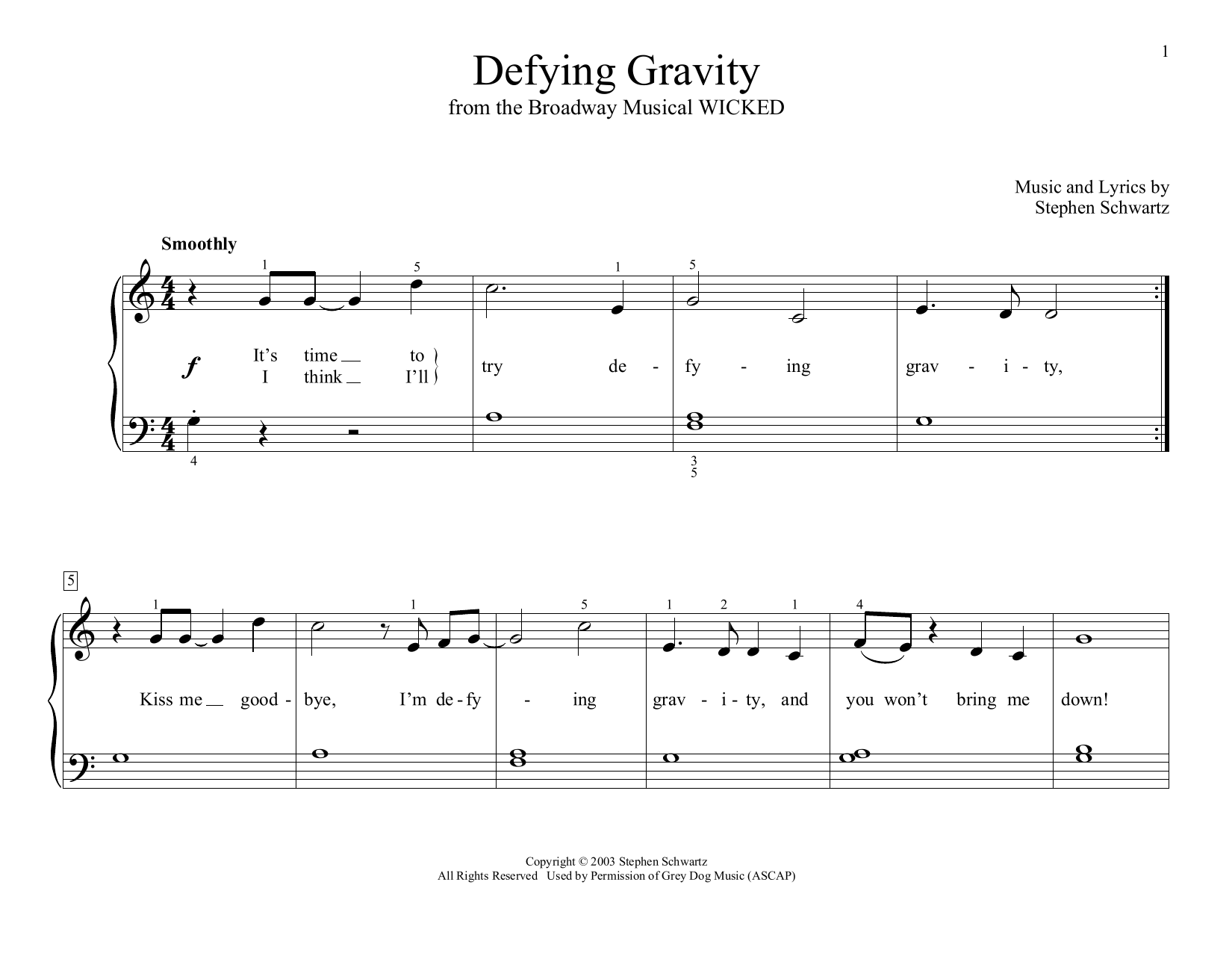 Download Stephen Schwartz Defying Gravity (from Wicked) (arr. Chr Sheet Music