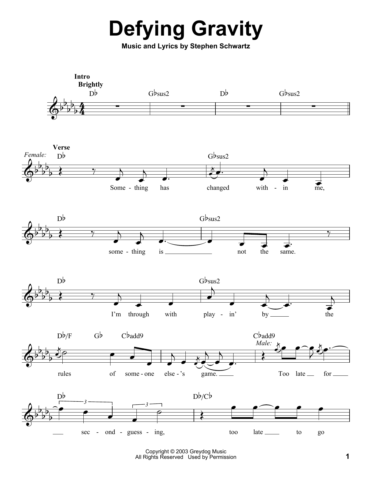 Download Glee Cast featuring Chris Colfer and Defying Gravity (from Wicked) Sheet Music