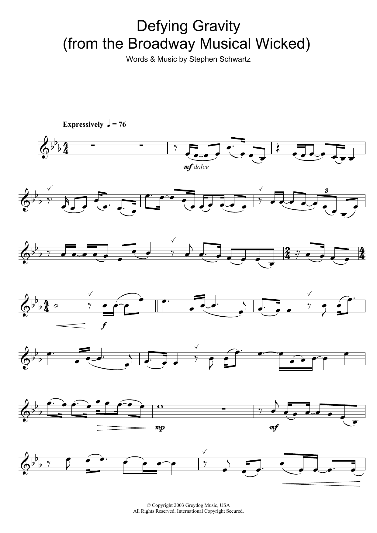 Download Glee Cast Defying Gravity (from Wicked) Sheet Music