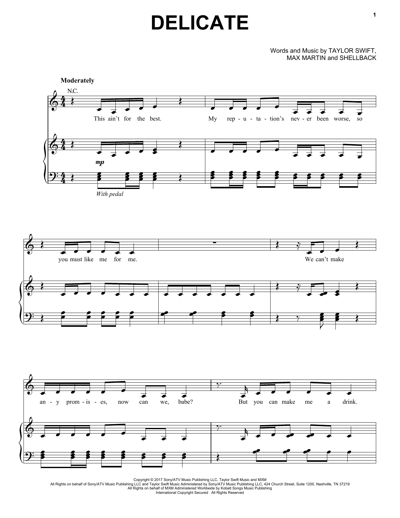 Download Taylor Swift Delicate Sheet Music