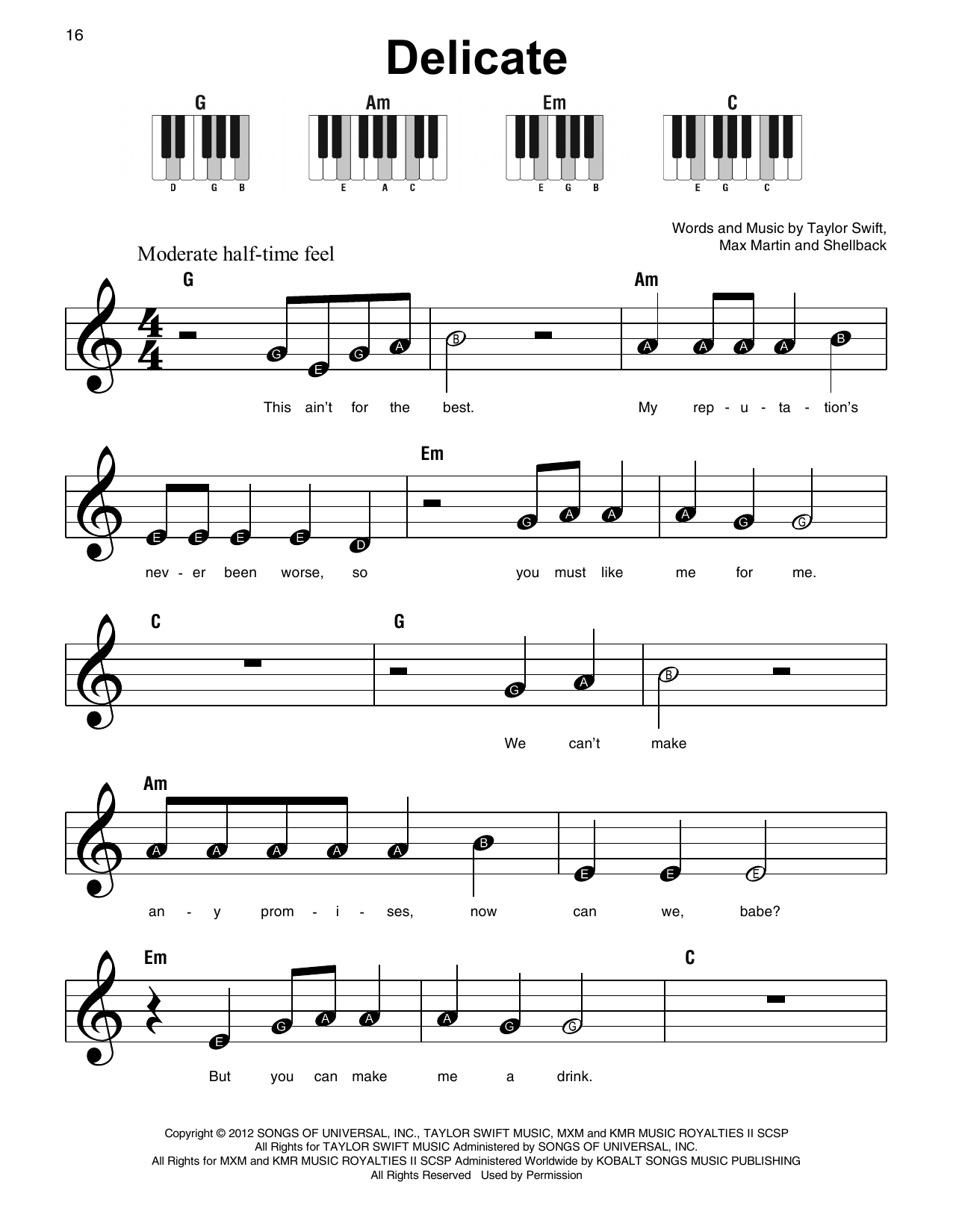 Download Taylor Swift Delicate Sheet Music